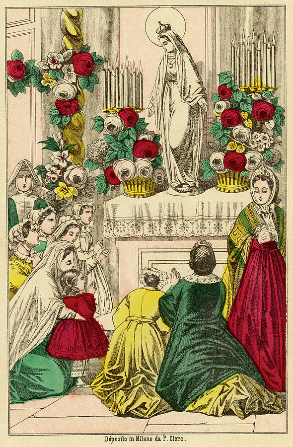 Worshipping Mary During 'mary's Drawing by Mary Evans Picture Library ...