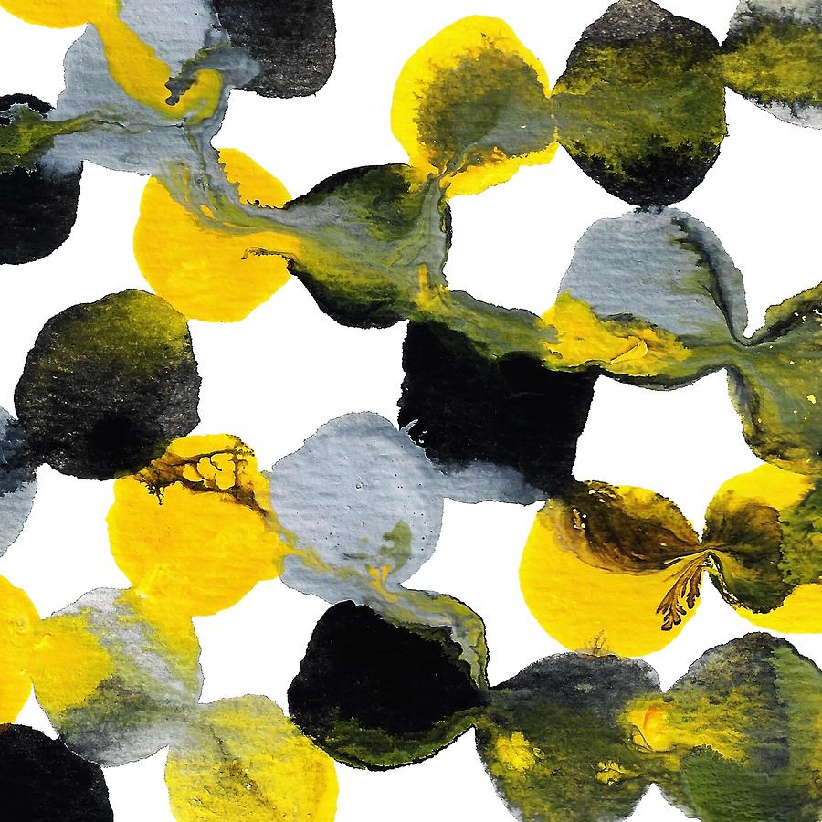  Yellow and Gray Interactions 1 Painting by Amy Vangsgard