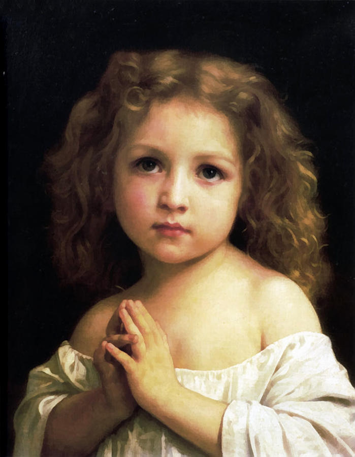  Young Girl Child Praying Digital Art by William Bouguereau