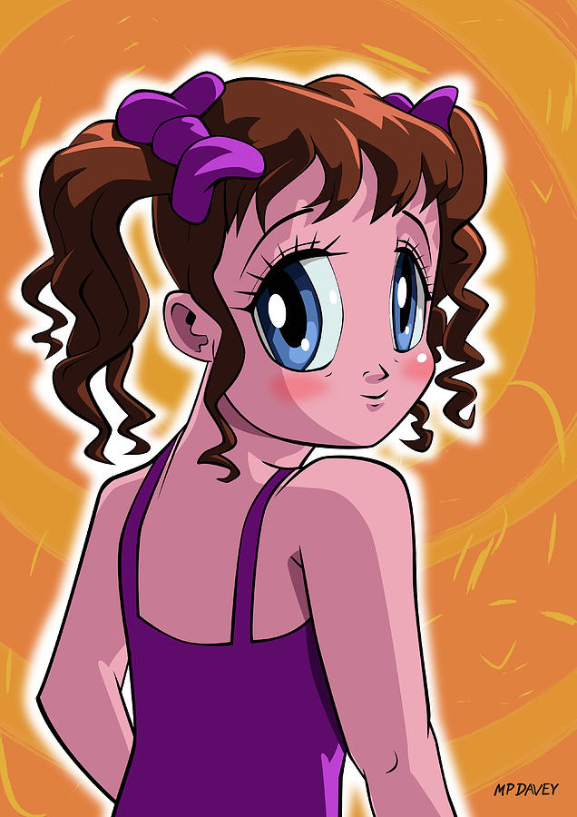  Young manga girl looking over shoulder Digital Art by Martin Davey