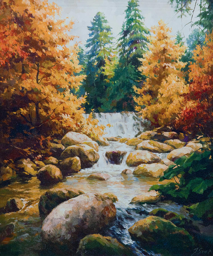 Mountain River Painting by REDlightIMAGE - Fine Art America