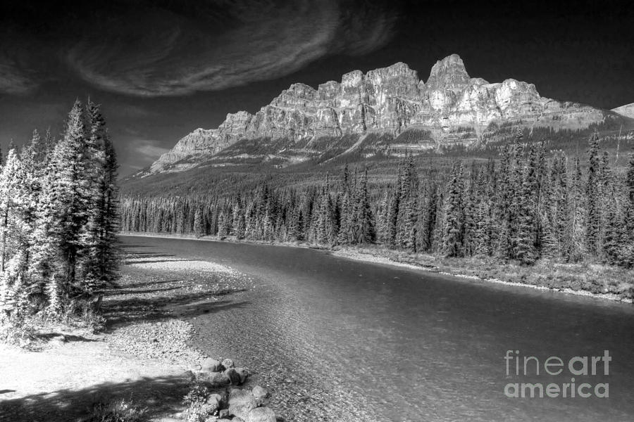 0148 Castle Mountain Black and White Photograph by Steve Sturgill