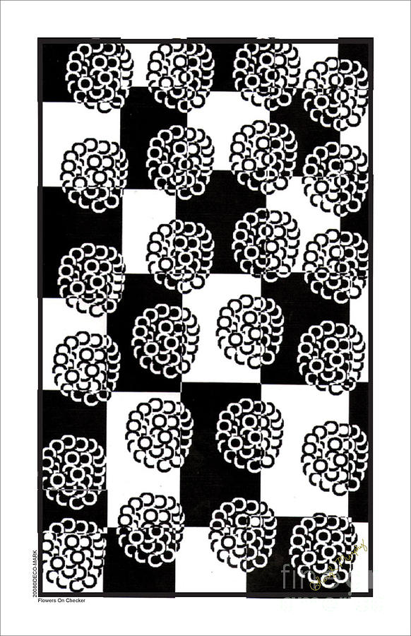 017 Flowers On Checkerboard Digital Art by Cheryl Turner