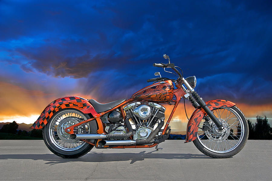 Motorcycle Photograph - 02 HD Custom Bike by Dave Koontz