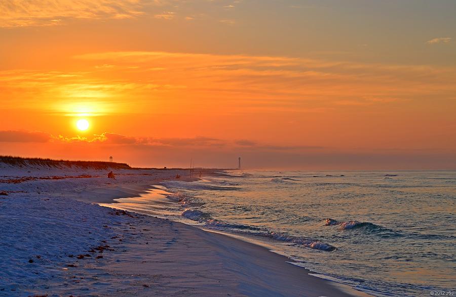 0430 Sunrise Colors with Cirrus Clouds on Navarre Beach Photograph by Jeff at JSJ Photography