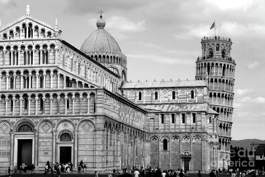 0637 Leaning Tower of Pisa Black and White Photograph by Steve Sturgill