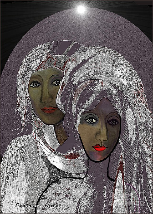 065 - White veiled Ladies   Digital Art by Irmgard Schoendorf Welch