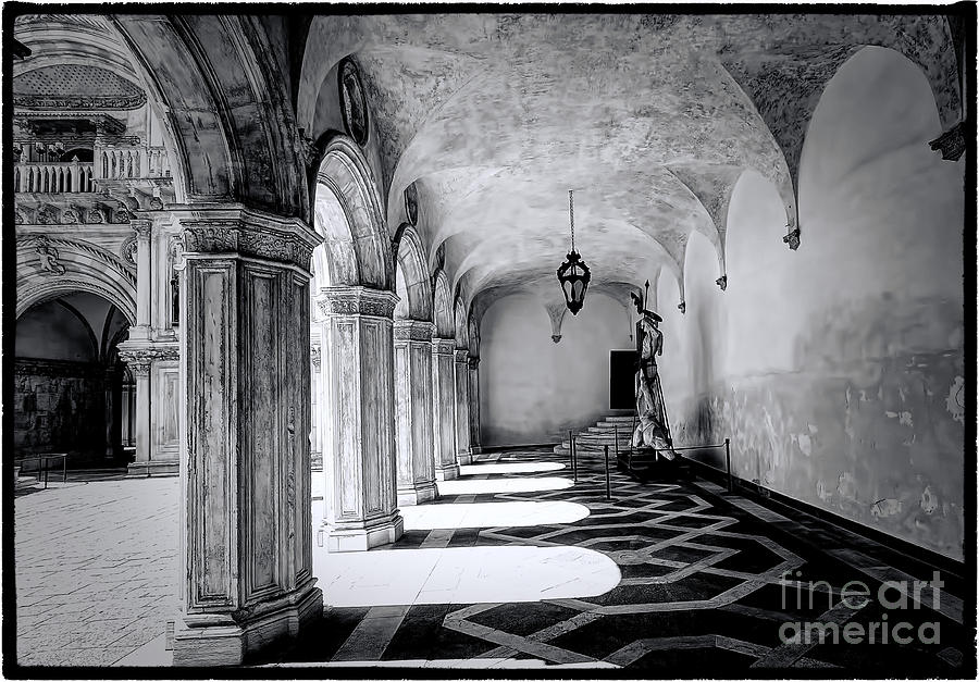 0759 Doge Palace - Venice Italy - Black and White Photograph by Steve Sturgill