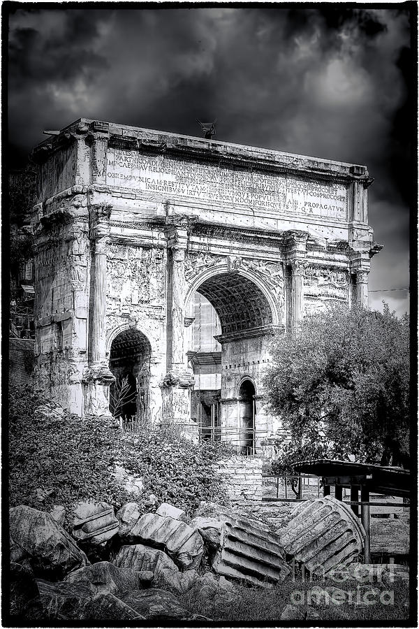 0791 The Arch of Septimius Severus Black and White Photograph by Steve Sturgill