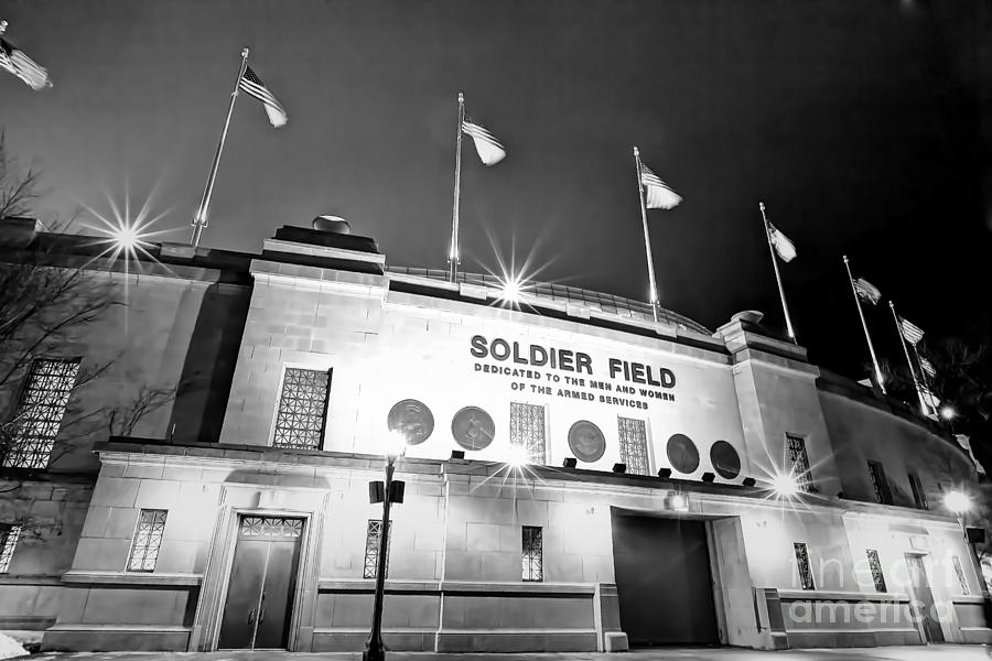 0879 Soldier Field Black And White Photograph