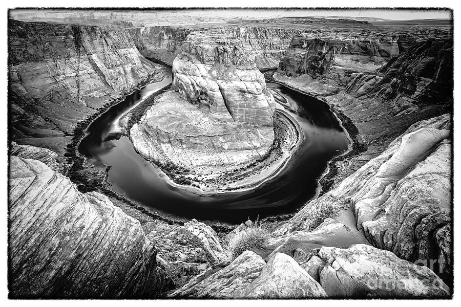 0889 Horseshoe Bend Black and White Photograph by Steve Sturgill