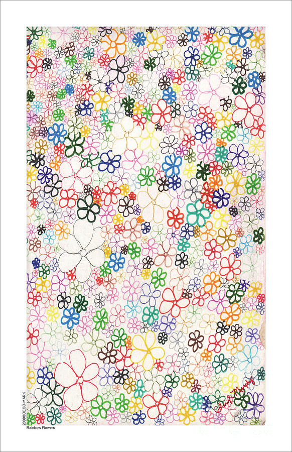 090 Rainbow Flowers Digital Art by Cheryl Turner