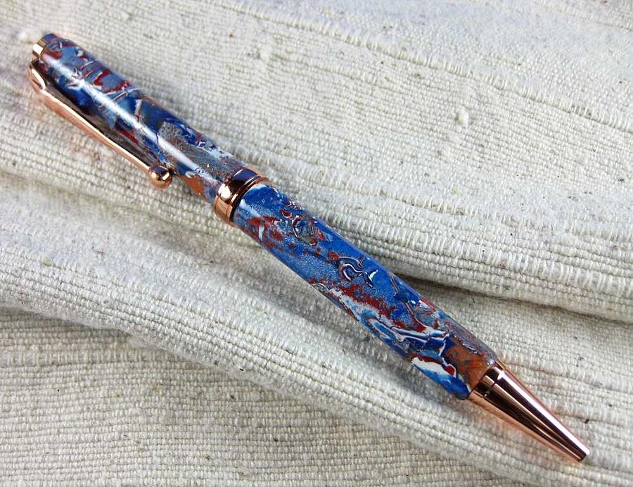 Pen Jewelry - 0965 Copper Blue Pen by Dianne Brooks