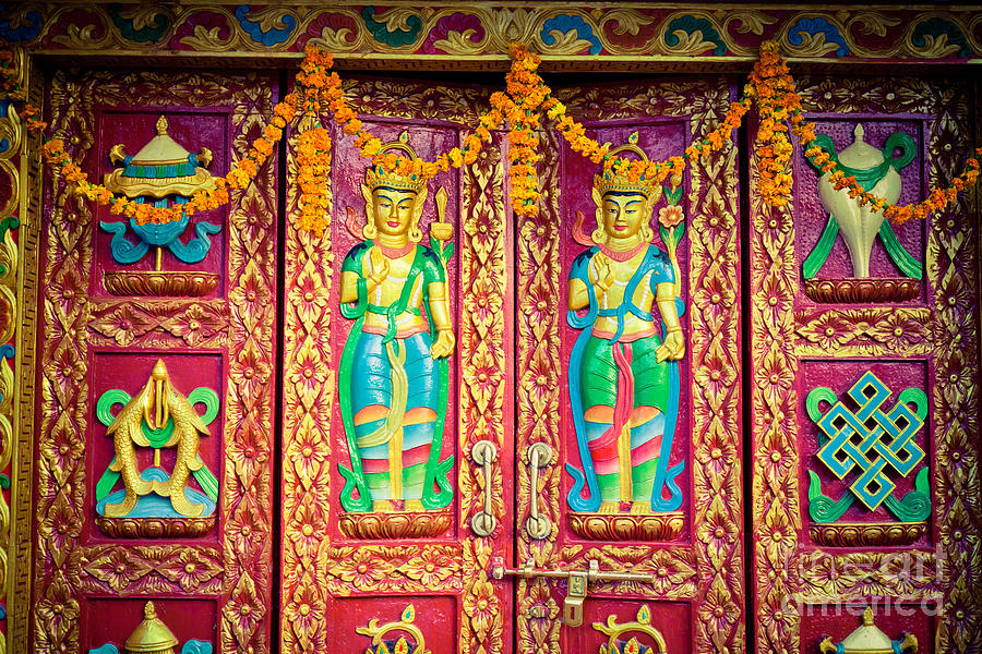  Door with buddhist symbols #1 Photograph by Raimond Klavins