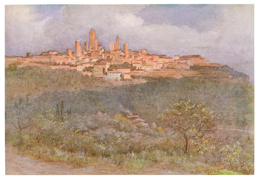San Gimignano Distant View, Showing Drawing by Mary Evans Picture Library