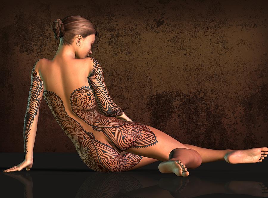  Tattooed Nude 4 #1 Digital Art by Kaylee Mason