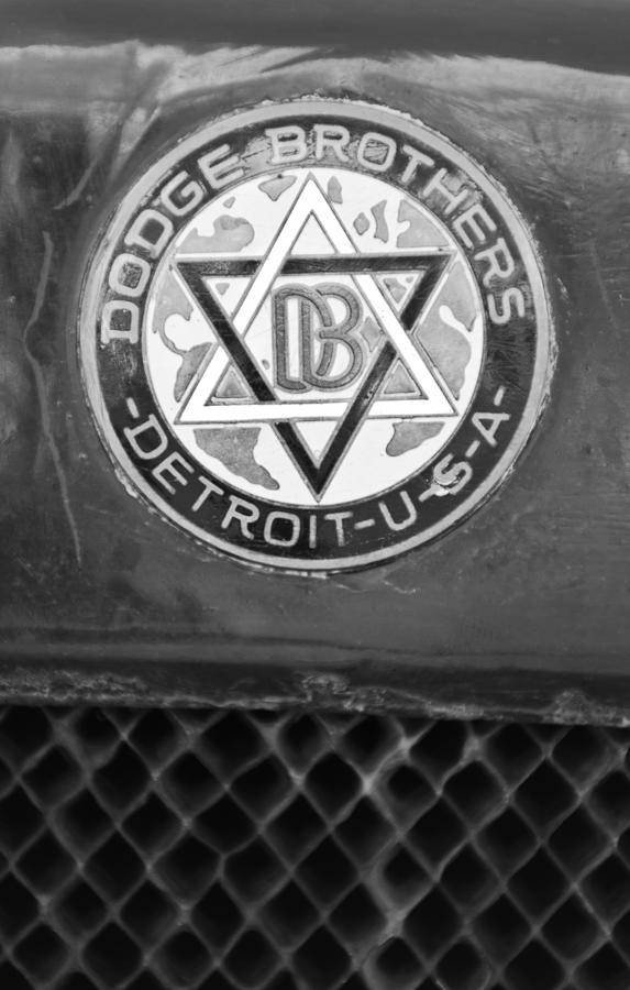 Black And White Photograph - 1923 Dodge Brothers Depot Hack Emblem by Jill Reger