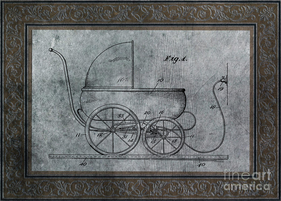 1924 Patent Art Koch Baby Carriage 1 Digital Art by Lesa Fine