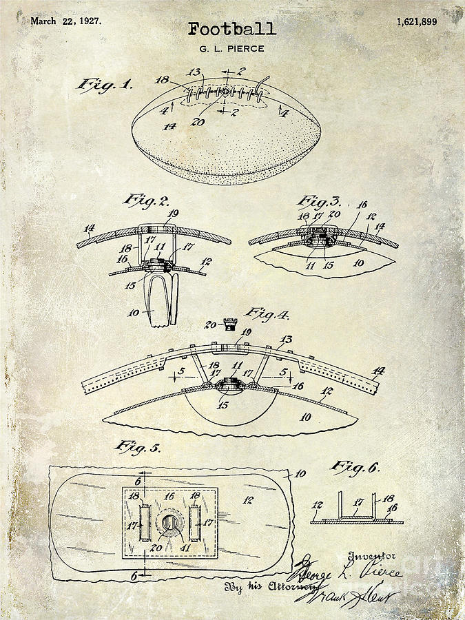 Denver Broncos Photograph - 1927 Football Patent Drawing  by Jon Neidert