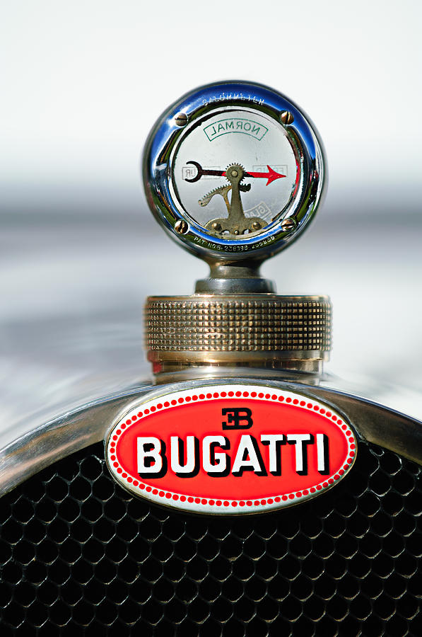 1928 Bugatti Type 44 Cabriolet Hood Ornament - Emblem Photograph by Jill Reger