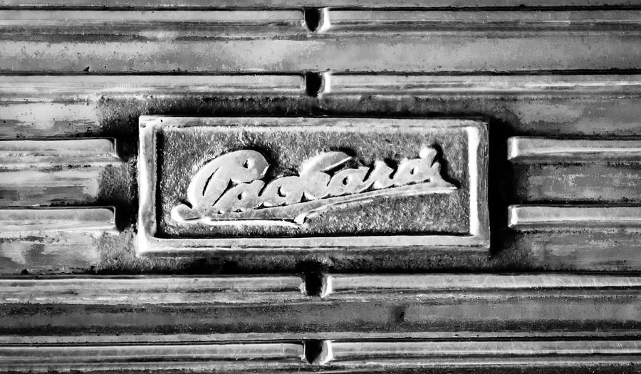 Black And White Photograph - 1930 Packard Deluxe Eight 745 Dual Cowl Sport Phaeton Emblem by Jill Reger