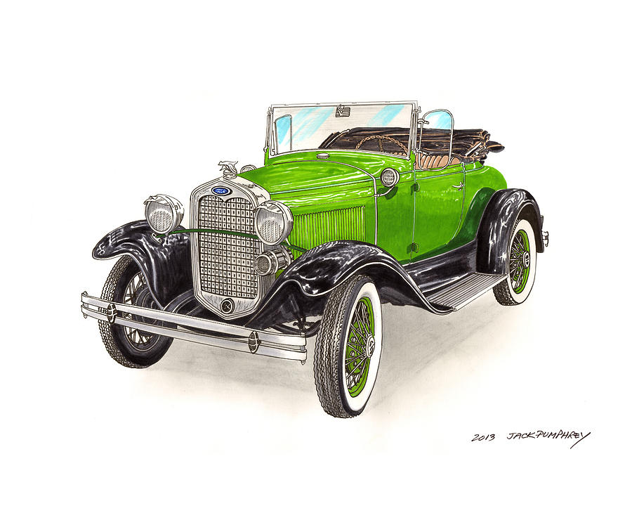 1931 Ford Model A Roadster #2 Painting by Jack Pumphrey