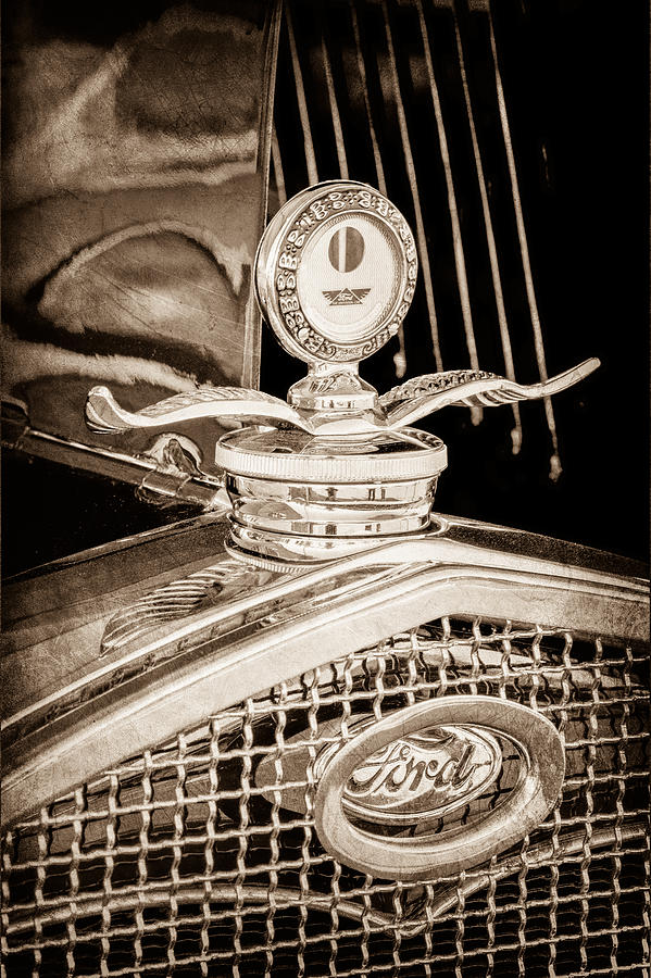 Car Photograph - 1931 Model A Ford Deluxe Roadster Hood Ornament by Jill Reger