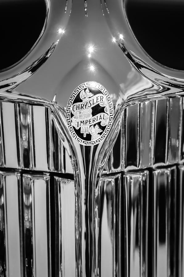 Black And White Photograph - 1932 Chrysler CH Imperial Cabriolet Grille Emblem by Jill Reger