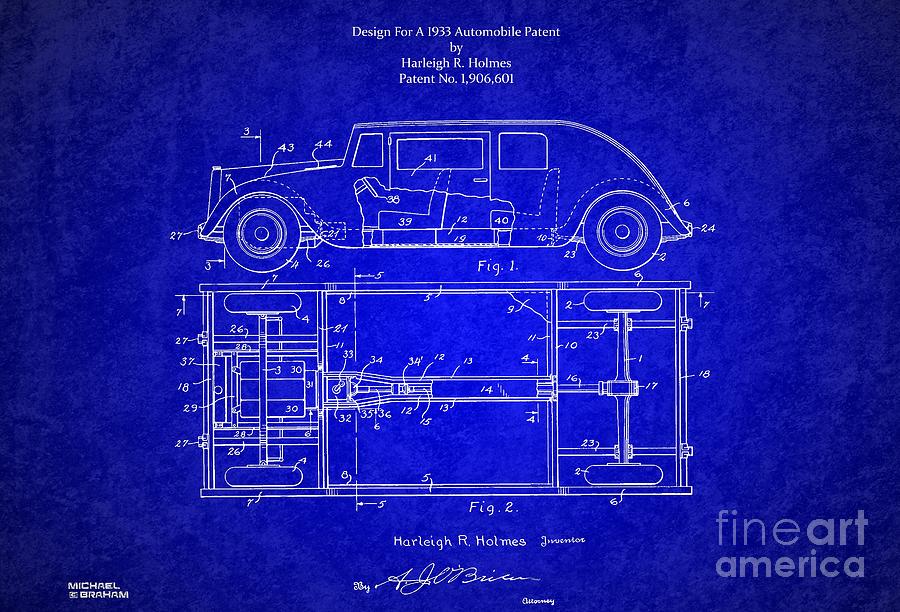 1932 Harleigh Holmes Automobile Patent Photograph by Doc Braham