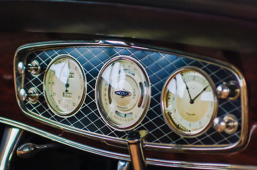 1933 Lincoln KB Judkins Coupe Dashboard Instrument Panel Photograph by Jill Reger