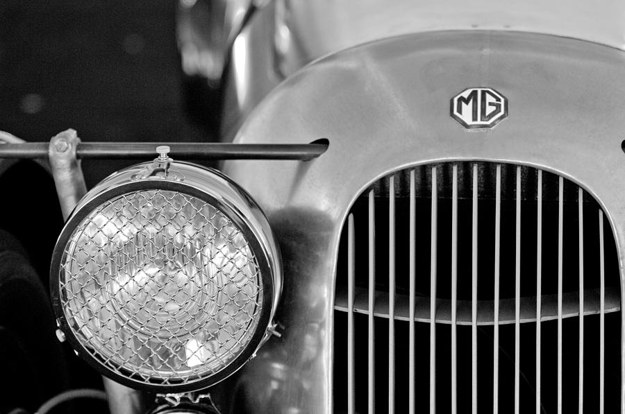 Black And White Photograph - 1934 MG PA Midget Supercharged Special Speedster Grille by Jill Reger
