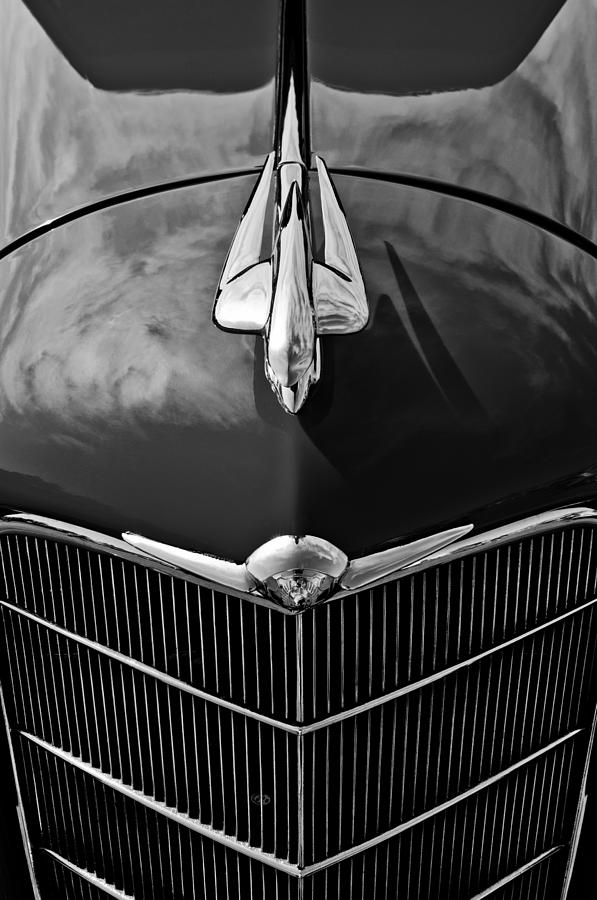 Black And White Photograph - 1934 Oldsmobile Hood Ornament by Jill Reger
