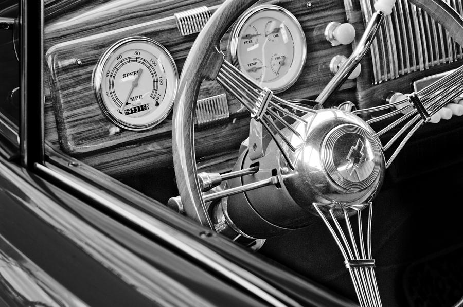 1936 Auburn Speedster Replica Steering Wheel Photograph by Jill Reger