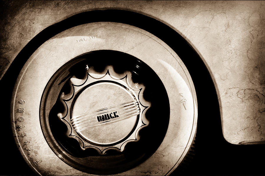 Car Photograph - 1936 Buick 40 Series Wheel Emblem by Jill Reger