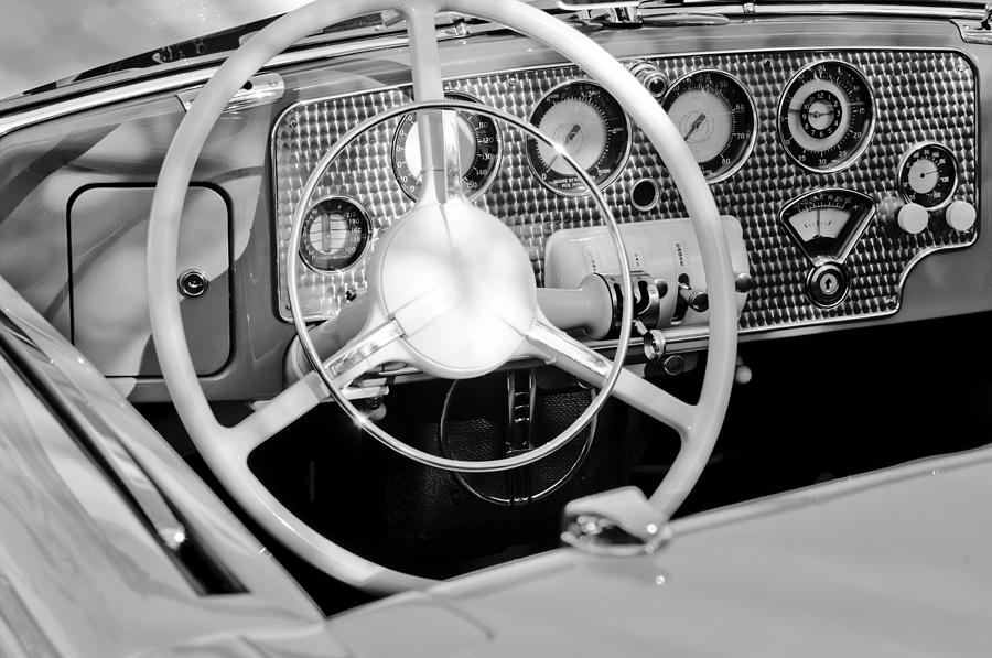 1937 Cord SC Cabriolet Steering Wheel Photograph by Jill Reger