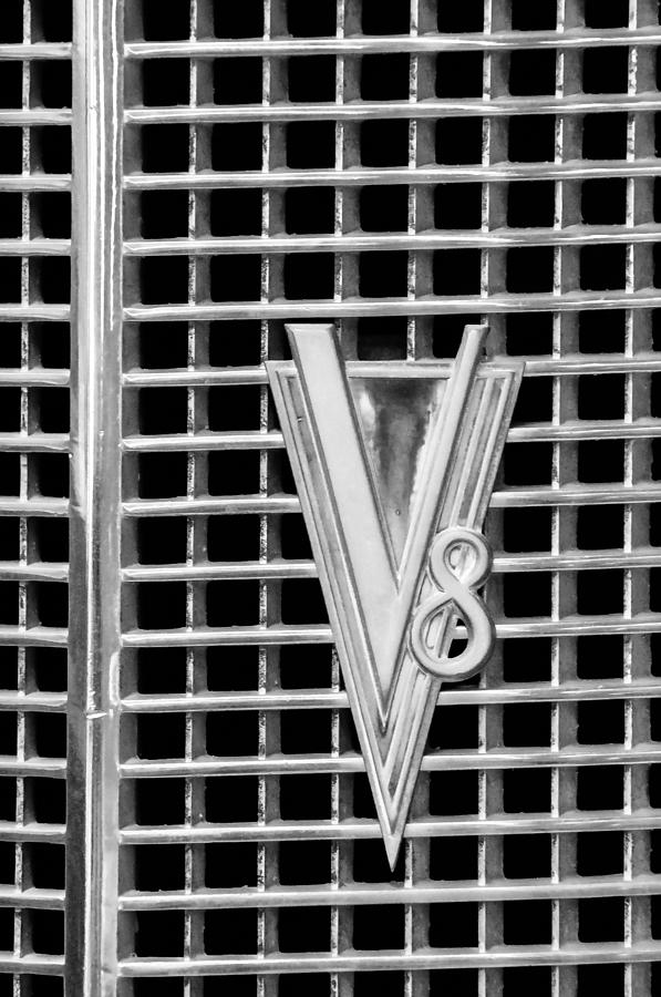 Car Photograph - 1937 LaSalle V8 Emblem by Jill Reger