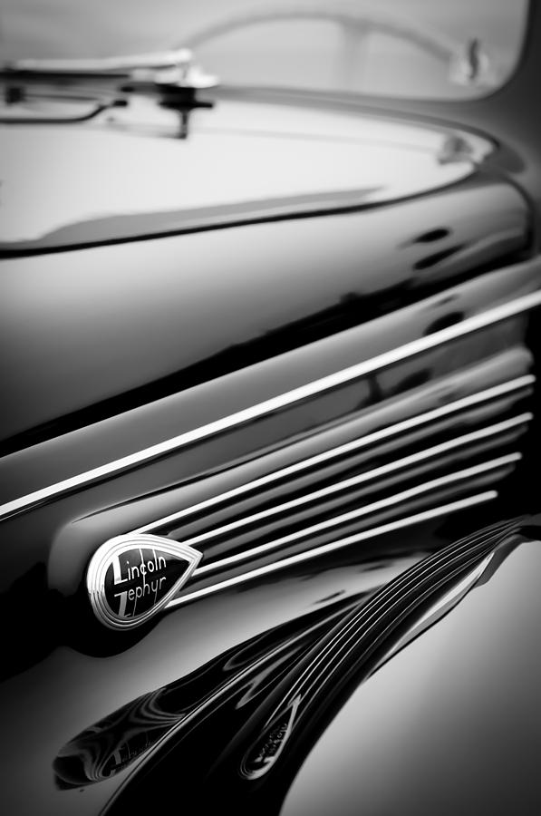 1938 Lincoln-Zephyr Convertible Coupe Side Emblem Photograph by Jill Reger