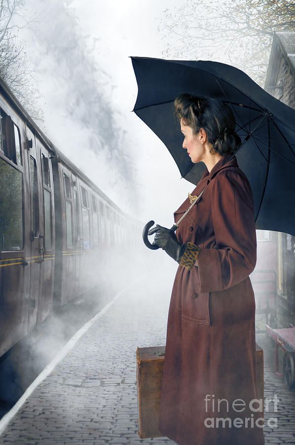 1940s Woman Waiting For A Steam Train  Photograph by Lee Avison
