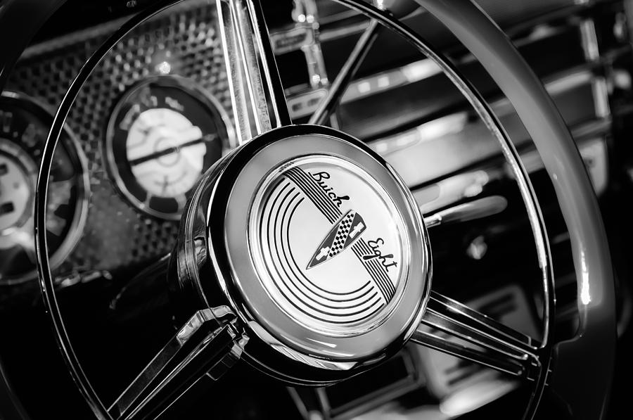 1941 Buick Eight Special Steering Wheel Emblem Photograph by Jill Reger