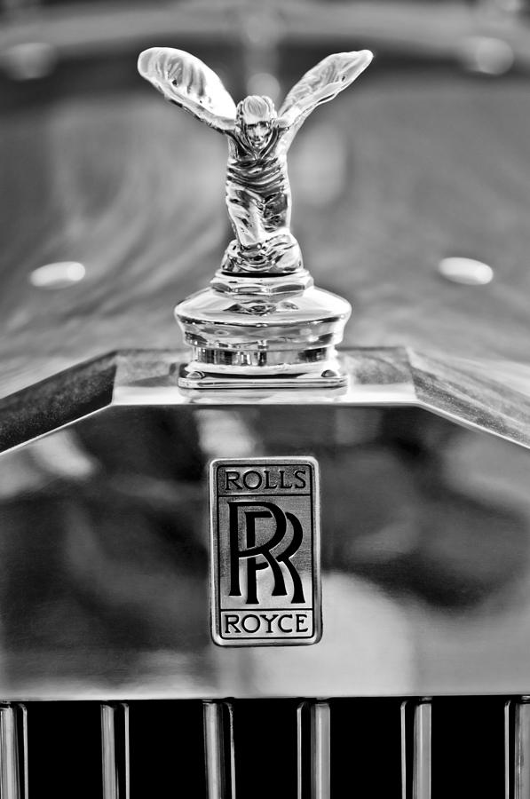 Black And White Photograph - 1952 Rolls-Royce Hood Ornament by Jill Reger