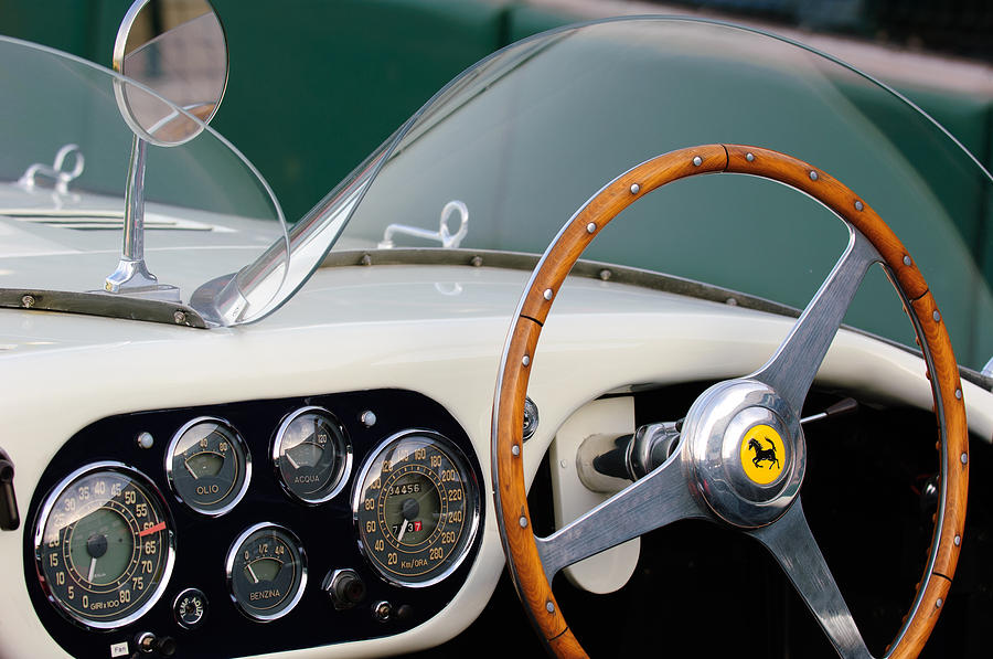 1953 Ferrari 340 MM LeMans  Spyder Steering Wheel Emblem Photograph by Jill Reger