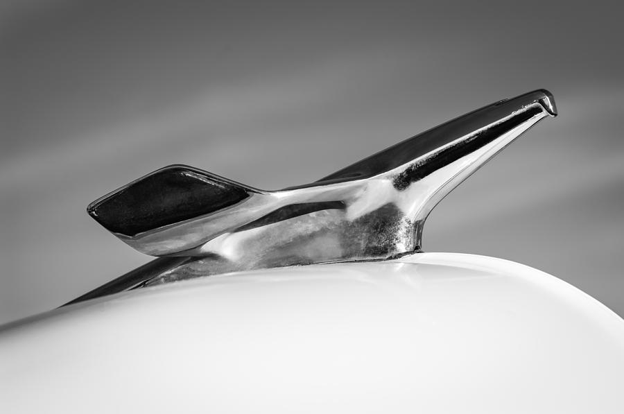 Black And White Photograph - 1954 Chevrolet Belair Hood Ornament by Jill Reger