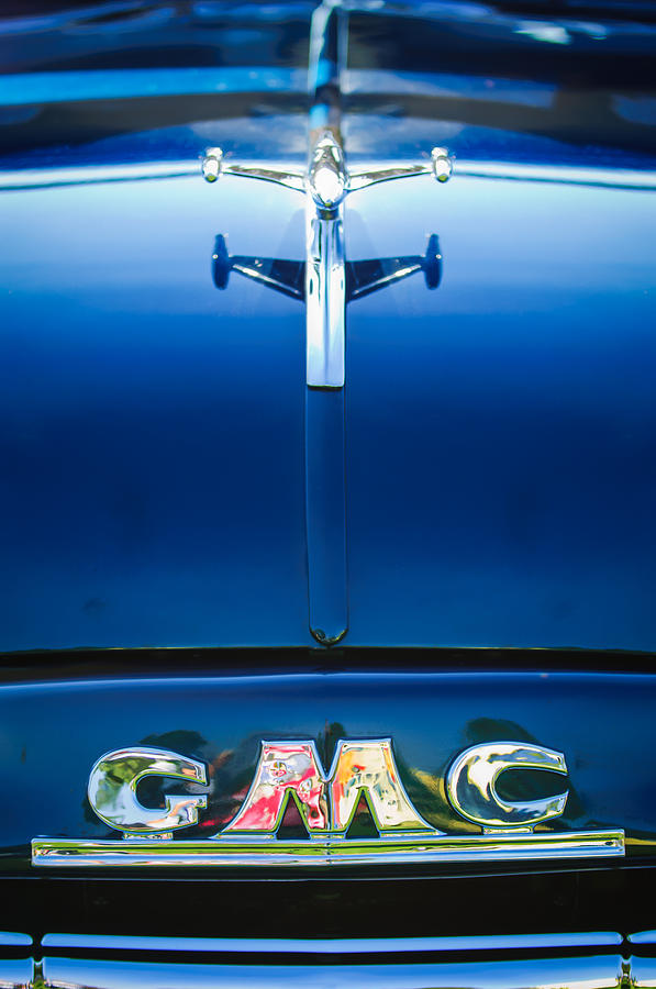 Car Photograph - 1954 GMC Pickup Truck Hood Ornament - Emblem by Jill Reger