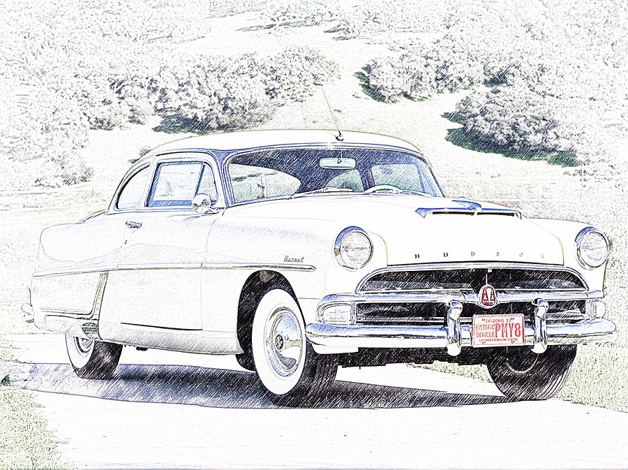 1954 Hudson Hornet Digital Sketch Photograph by Brooke Roby