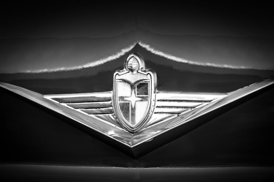 1954 Lincoln Capri Emblem -1170bw Photograph by Jill Reger