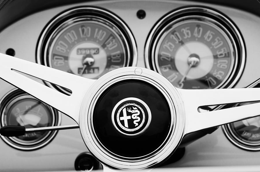 1955 Alfa-Romeo 1900 CSS Ghia Aigle Cabriolet Steering Wheel Photograph by Jill Reger