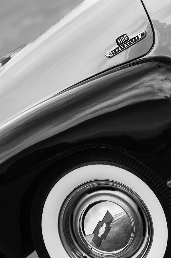 Car Photograph - 1955 Chevrolet 3100 Pickup Truck Emblem by Jill Reger