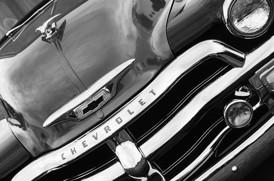 Car Photograph - 1955 Chevrolet 3100 Pickup Truck Grille Emblem by Jill Reger