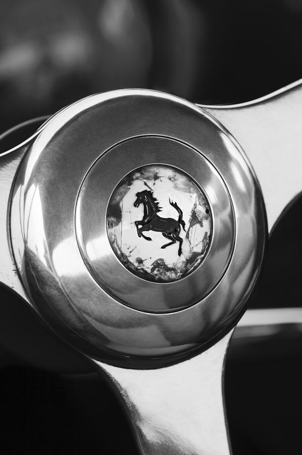 Car Photograph - 1955 Ferrari 250 Europa GT Pinin Farina Berlinetta Steering Wheel Emblem by Jill Reger