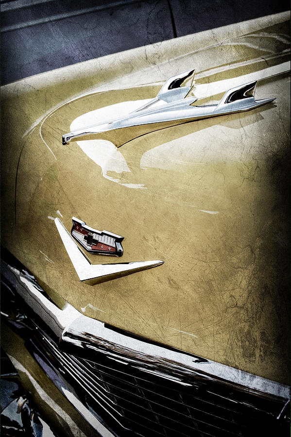 Car Photograph - 1956 Chevrolet Hood Ornament - Emblem by Jill Reger